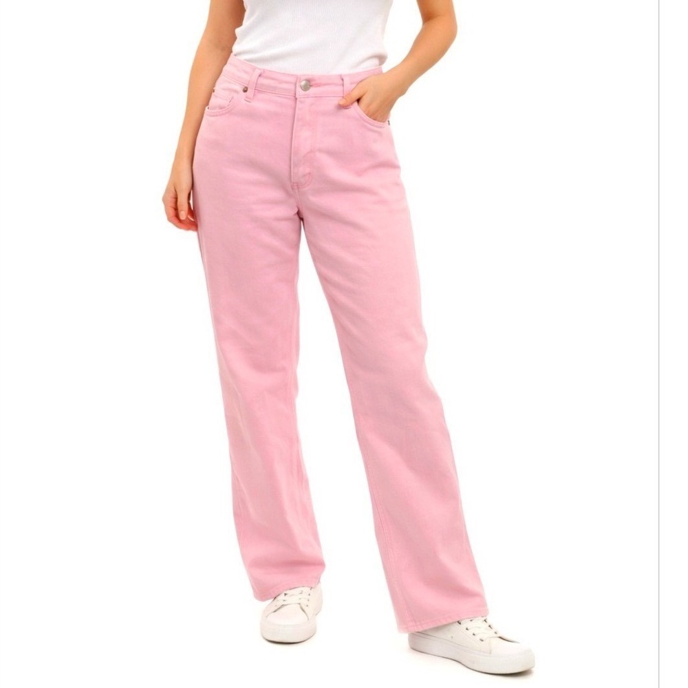 Old Navy Sky High Wide Leg Jeans Geranium Petal Pink 14 Pastel Streetwear 88-69
